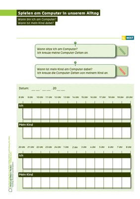 Arbeitsblatt Spielen am Computer in unserem Alltag