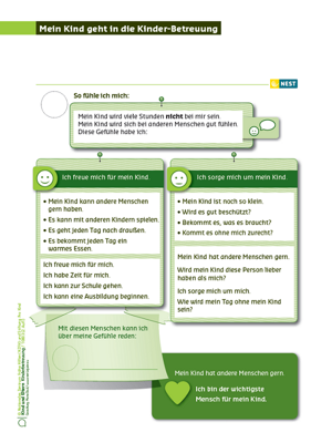 Mein Kind geht in die Kinder-Betreuung Arbeitsblatt Mein Kind geht in die Kinder-Betreuung