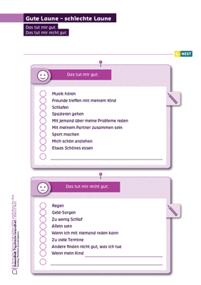 Arbeitsblatt Gute Laune - schlechte Laune