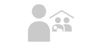 Icon mit einer großen Figur, daneben zwei kleine mit Baby unter einem Dach