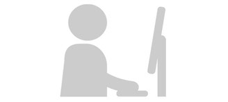 Icon mit einer Figur vor einem Monitor an Tastatur arbeitend