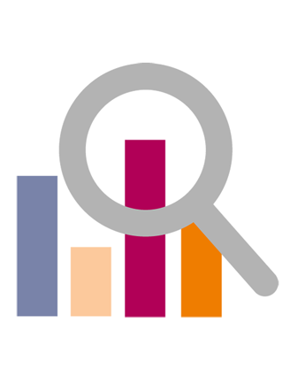 Icon Monitoring Lupe vor Diagramm