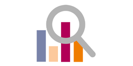 Icon Monitoring Lupe vor Diagramm