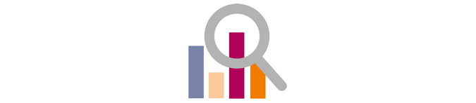 Icon Monitoring Lupe vor Diagramm
