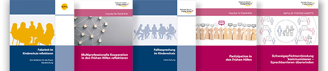 Fächer verschiedener Cover der Publikationen