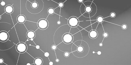 Grafikausschnitt Netz in Grautönen aus Publikation "Qualifizierungsmodul Netzwerke Frühe Hilfen systemisch verstehen und koordinieren" 