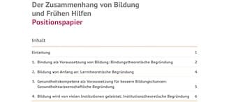 Ausschnitt Cover Beiratspapier Bildung und Frühen Hilfen