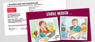 Vorder- und Rückansicht Postkarte "Starke Nerven ... brauchen auch mal Unterstützung!"