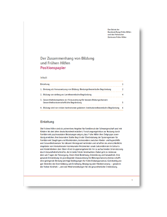 Cover der Publikation Positionspapier