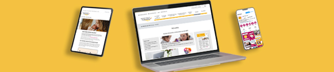 Tablet, Laptop und Smartphone mit screens aus fruehehilfen.de und elternsein.info
