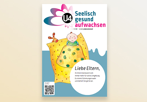 Titelbild des Merkblattes "Seelisch gesund aufwachsen" zur U4 