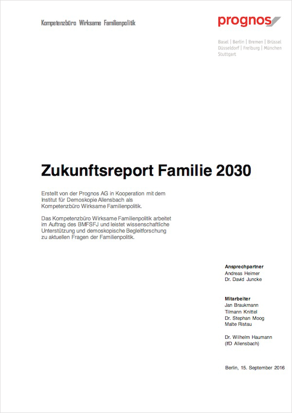 Cover: Zukunftsreport Familie 2030 – Trends und Perspektiven für eine zukunftsgerichtete Familienpolitik 