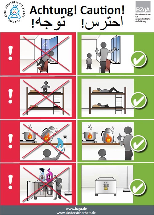 Abbildung: Plakat Kindersicherheit in Flüchtlingsfamilien