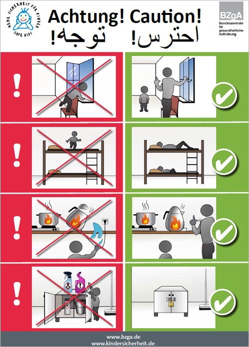 Abbildung: Plakat Kindersicherheit in Flüchtlingsfamilien
