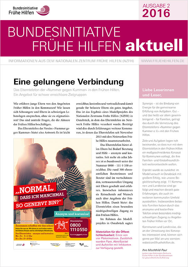 Cover: Infodienst Bundesinitiative Frühe Hilfen aktuell (Ausgabe 02/2016) 