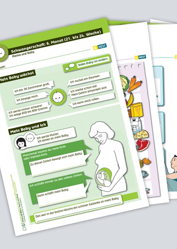 Abbildung zeigt eine Auswahl von NEST-Arbeitsblättern