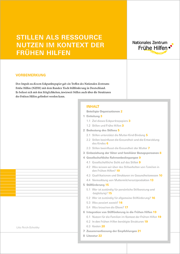 Titelbild: Eckpunktepapier "Stillen als Ressource nutzen im Kontext der Frühen Hilfen"