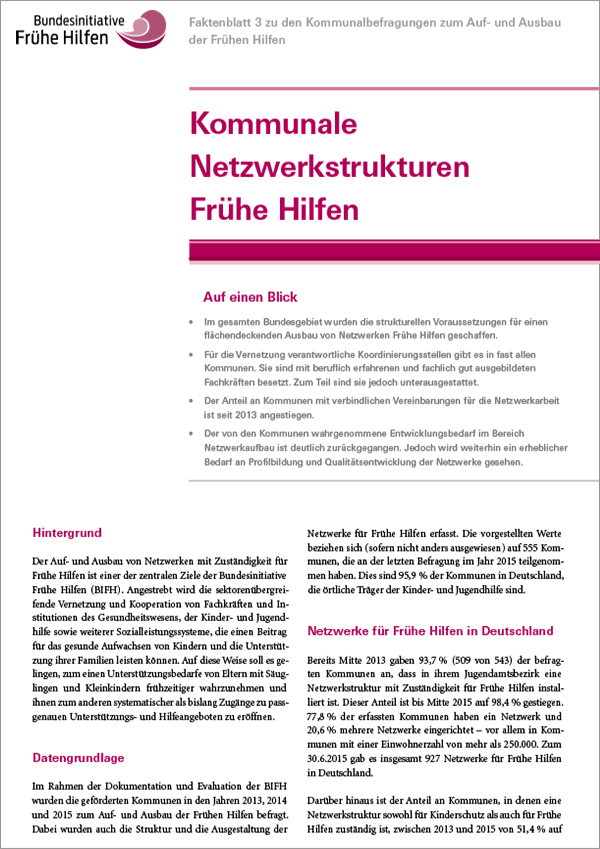 Cover: Faktenblatt Kommunale Netzwerkstrukturen Frühe Hilfen
