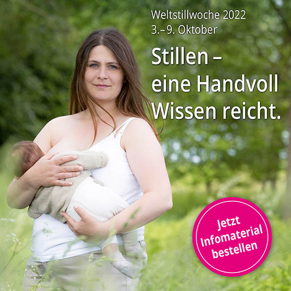 Werbemotiv Weltstillwoche 2022 mit stillender Mutter