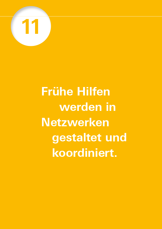 Leitsatz Nummer 11 mit dem Text Frühe Hilfen werden in Netzwerken gestaltet und koordiniert